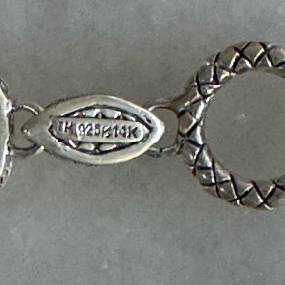 Beautiful SS and 14 k gold bracelet : amethyst , citrine and topaz . Wrist 8 - Picture 7 of 8